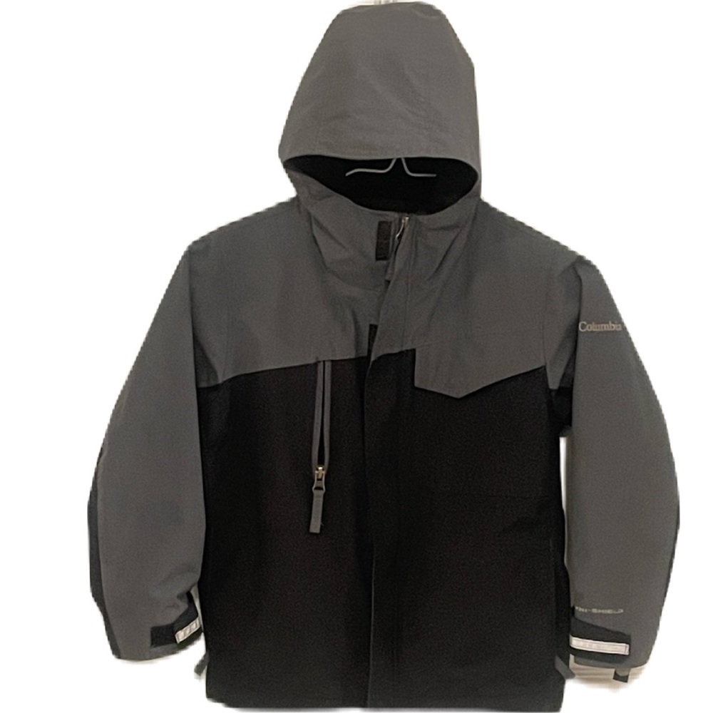 Gray and Black Columbia Rain Jacket Size 6/7